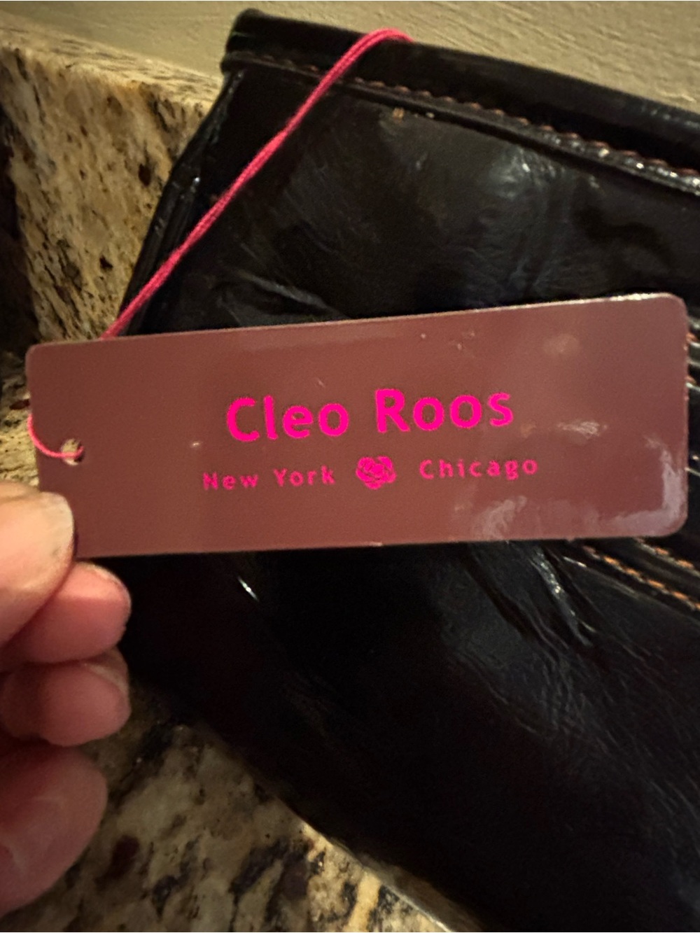 NWT Black Patent Leather Clutch Cleo Roos Minimalist Chic - Picture 3 of 6
